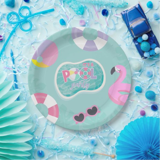 Assiettes En Carton Pool party Fille Anniversaire (Fête)