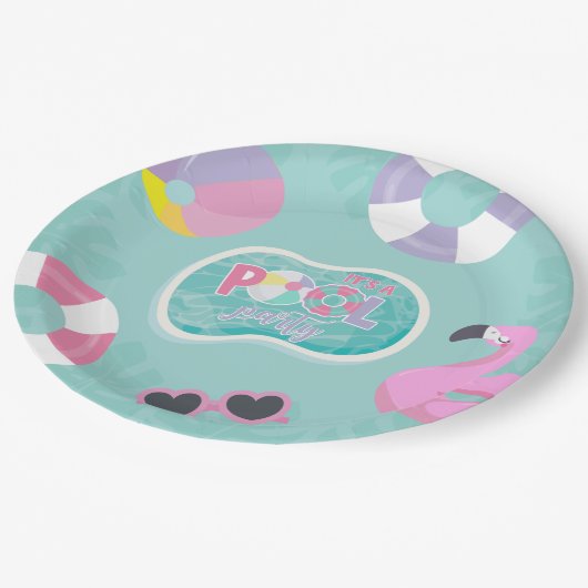 Assiettes En Carton Pool party Fille Anniversaire (Angle)