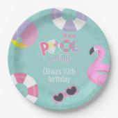 Assiettes En Carton Pool party Fille Anniversaire Plaque papier (Devant)