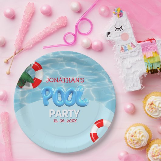 Assiettes En Carton Pool Party funny Summer Birthday (Fête)