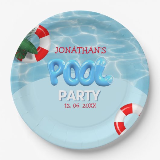 Assiettes En Carton Pool Party funny Summer Birthday (Devant)