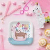Assiettes En Carton Pool Party mignonne Sloth été Anniversaire plaque  (Fête)