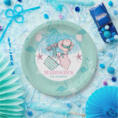 Assiettes En Carton Pool Party personnalisé rose Turquoise (Fête)