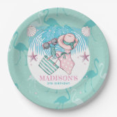 Assiettes En Carton Pool Party personnalisé rose Turquoise (Devant)
