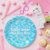 Assiettes En Carton Pool Party Summer Beach Anniversaire de fête Texte (Fête)