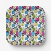 Assiettes En Carton Pop Art Ananas Et Palm Feuilles (Recto)