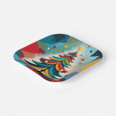 Assiettes En Carton Pop Art Géométrique Noël Branches en plumes (Angulaire)