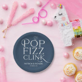 Assiettes En Carton Pop Fizz Clink Engagement Party Blue (Fête)