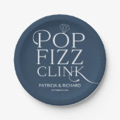 Assiettes En Carton Pop Fizz Clink Engagement Party Blue (Devant)
