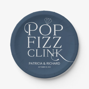 Assiettes En Carton Pop Fizz Clink Engagement Party Blue