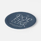 Assiettes En Carton Pop Fizz Clink Engagement Party Blue (Angle)