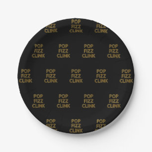 Assiettes En Carton Pop Fizz Clink Typographie moderne Réveillon du No