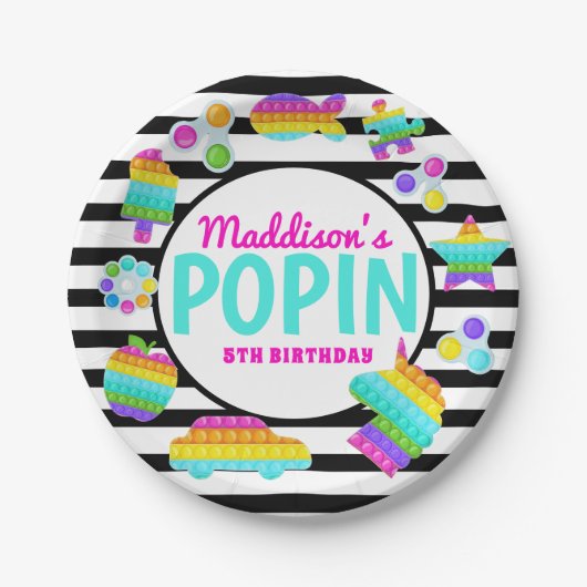 Assiettes En Carton Pop It Birthday Invitation, Pop Fidget Invitation, (Devant)