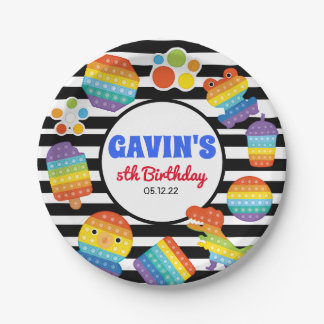 Assiettes En Carton Pop It Birthday Plate, Fidget Birthday Plate