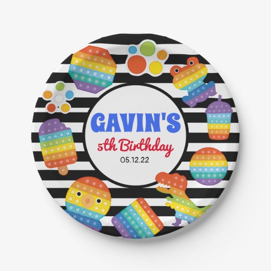 Assiettes En Carton Pop It Birthday Plate, Fidget Birthday Plate (Devant)