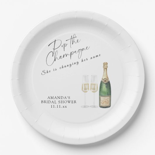 Assiettes En Carton Pop the Champagne Bridal shower (Devant)