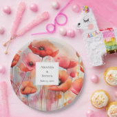 Assiettes En Carton Poppies d'aquarelle rouge dans un Mariage de champ (Fête)