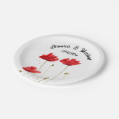 Assiettes En Carton Poppies Pavot Rouge floral Aquarelle Mariages (Angle)
