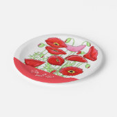 Assiettes En Carton Poppies roses rouges Art Personnalisé Monogramme p (Angle)