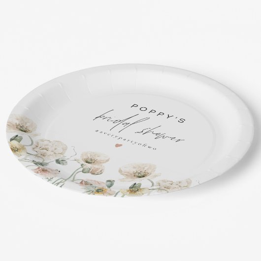 Assiettes En Carton POPPY Rustique Fête de Mariage Fleur des Champs (Angle)