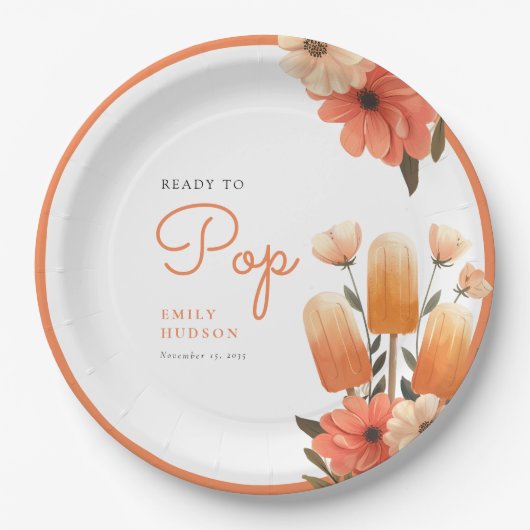 Assiettes En Carton Popsicle Prêt à Pop Baby shower (Devant)