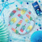 Assiettes En Carton Populations colorées d'aquarelle bleue arrière - p (Fête)