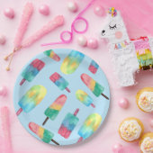 Assiettes En Carton Populations colorées d'aquarelle bleue arrière - p (Fête)