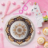 Assiettes En Carton Porcelaine chic violet Boho Chine Design (Fête)