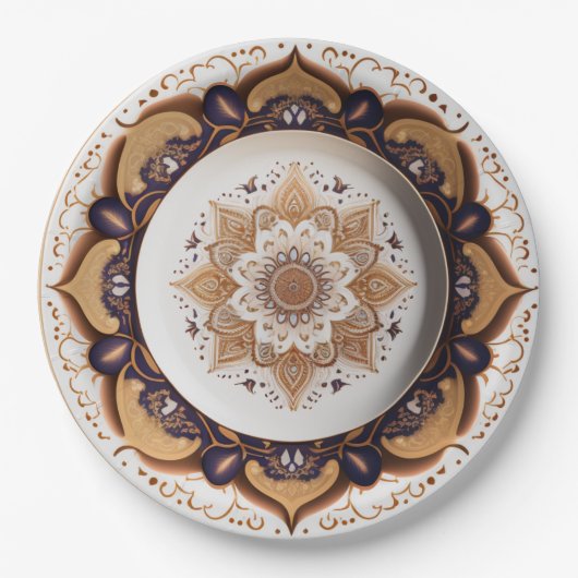 Assiettes En Carton Porcelaine chic violet Boho Chine Design (Devant)