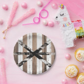 Assiettes En Carton Porte de grange rustique multi-bois blanche et mar (Fête)