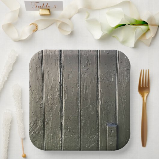 Assiettes En Carton Porte de la grange rustique moderne ferme Noir Chi (Mariage)