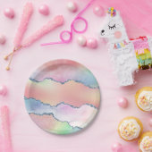 Assiettes En Carton Porte de pêche | Pretty Soft Pastel Aquarelle Ombr (Fête)