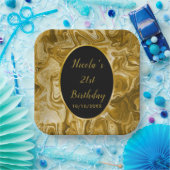 Assiettes En Carton Porte en marbre d'or 21e anniversaire (Fête)