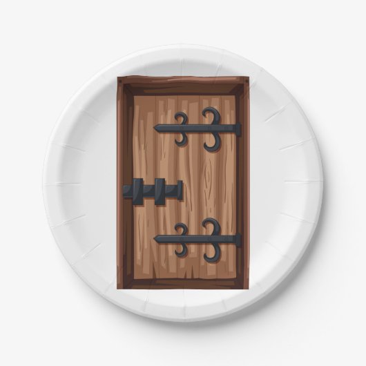 Assiettes En Carton Porte médiévale en bois (Devant)