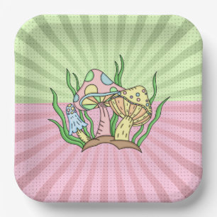Assiettes En Carton Portobello Mushroom Cute Pastel
