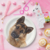 Assiettes En Carton Portrait amusant et adorable de berger allemand (Fête)