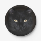 Assiettes En Carton Portrait de chat noir (Devant)