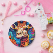 Assiettes En Carton Portrait de Giraffe Florale-9320 (Fête)