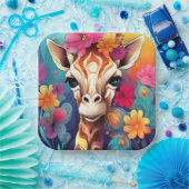 Assiettes En Carton Portrait de la Giraffe florale-9321 (Fête)
