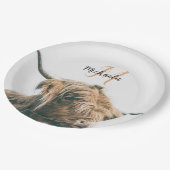 Assiettes En Carton Portrait de vache Highland nom personnalisé monogr (Angle)