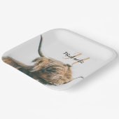 Assiettes En Carton Portrait de vache Highland nom personnalisé monogr (Angulaire)