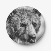 Assiettes En Carton Portrait d'ours grizzli (Devant)