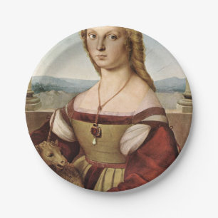 Assiettes En Carton Portrait d'une dame avec une licorne (par Raphael)