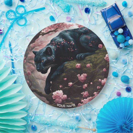 Assiettes En Carton Portrait Panther romantique Imaginaire mignon (Fête)