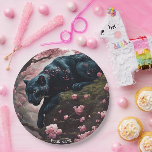 Assiettes En Carton Portrait Panther romantique Imaginaire mignon (Fête)