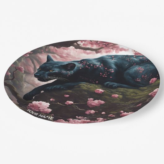 Assiettes En Carton Portrait Panther romantique Imaginaire mignon (Angle)