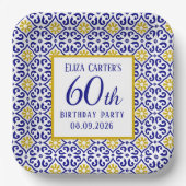 Assiettes En Carton Portugais Carreaux Bleu 60e anniversaire Méditerra (Recto)