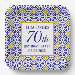 Assiettes En Carton Portugais Carreaux Bleu 70e anniversaire Méditerra