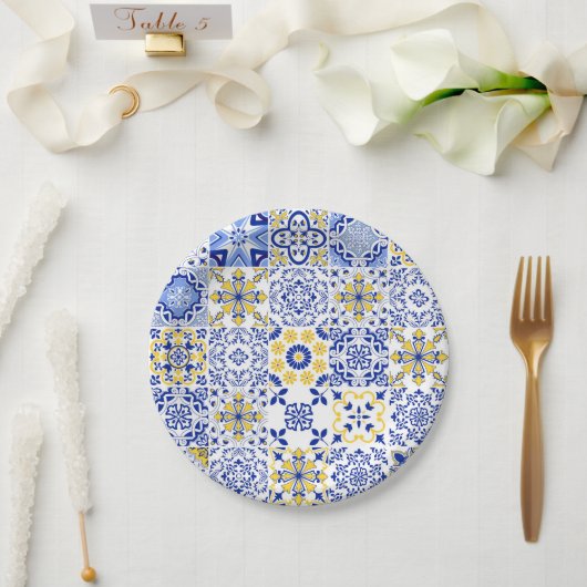 Assiettes En Carton Portuguese Tiles Pattern  (Mariage)