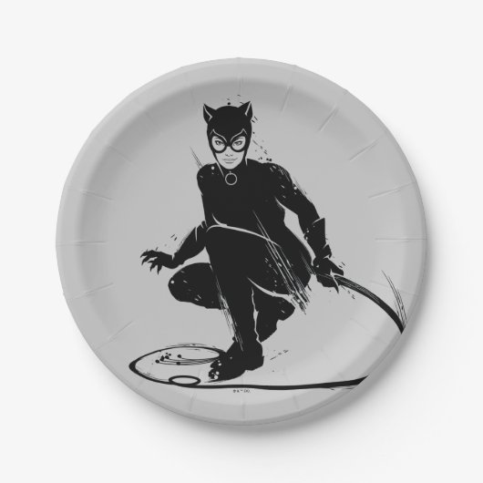 Assiettes En Carton Pose à pinceau en encre Catwoman (Devant)